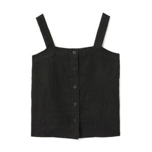 Everlane Linen Picnic Button Up Tank Top in Black Size 4